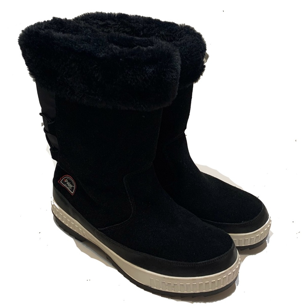 Pajar Black Faux-Fur Trim Winter Boots for Women